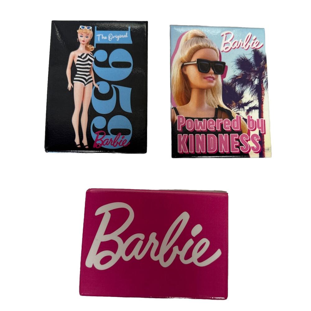 SET OF 3 Barbie Refrigerator Magnet Retro Pink Barbie And Friends Kindness